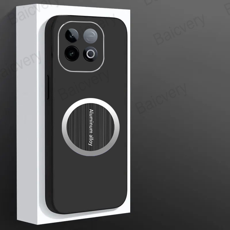 สําหรับ VIVO iQOO Z10 Turbo/ Z10 Turbo + V2507A / Z10 Turbo Pro V2453A แม่เหล็กสติกเกอร์กาวตนเองสีดํ