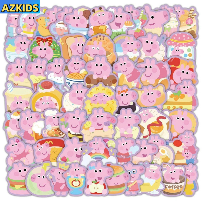 Peppa Pig สติกเกอร์การ์ตูนน่ารัก จอร์จการ์ตูนตกแต่งกันน้ำสติกเกอร์คู่มือ