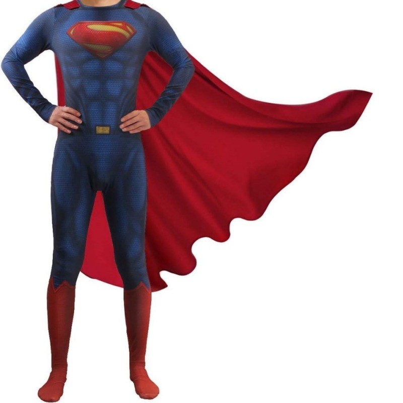 TY Halloween Superman Steel Body cos Superman Kent Jumpsuit ชุดบอดี้สูทชุดคอสเพลย์