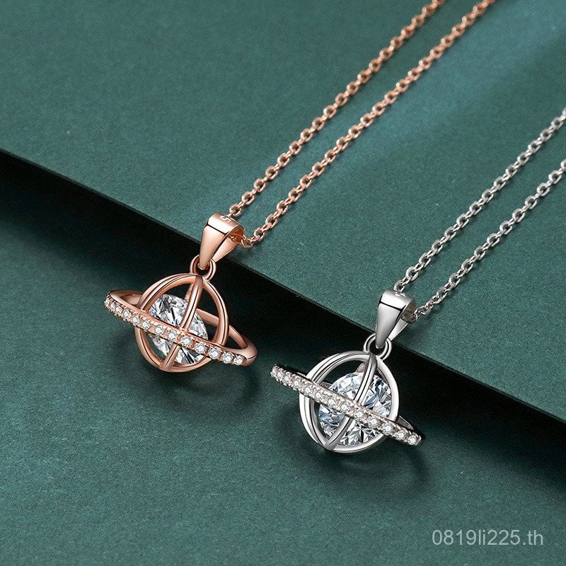 สร้อยคอ s925 Design Silver Earth Equator Clavicle Chain แฟชั่น ins ขายส่ง Non-Fade Zircon Niche หญิง