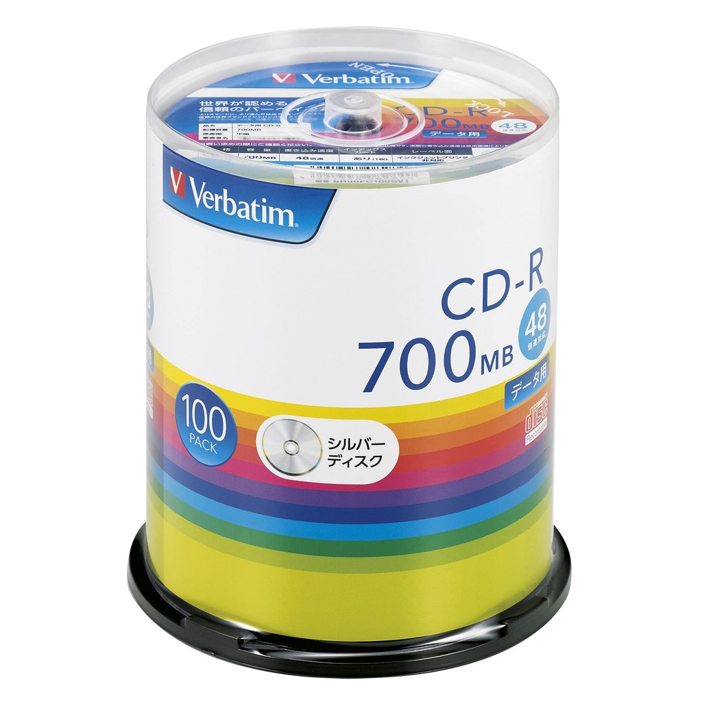 Verbatim 700MB CD-R 100 Discs Silver 48x Speed SR80FC100SV1