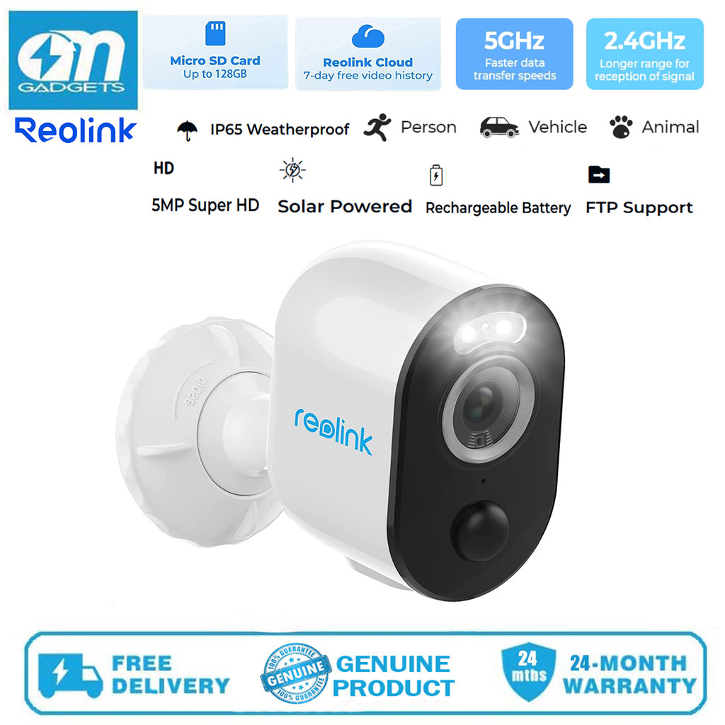 Reolink Argus 3 Pro 5MP 2.4/5GHz Dual Band WiFi Battery Powered Security Camera, Smart Person/Vehicl