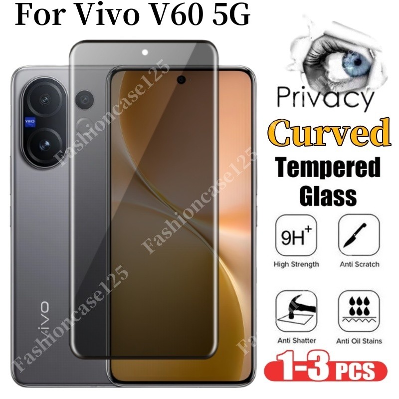 Vivo V60 5G โค้งส่วนตัวกระจกนิรภัยสําหรับ Vivo V60 5G VivoV60 V 60 2025 คลุมทั้งหมดป้องกันหน้าจอป้อง