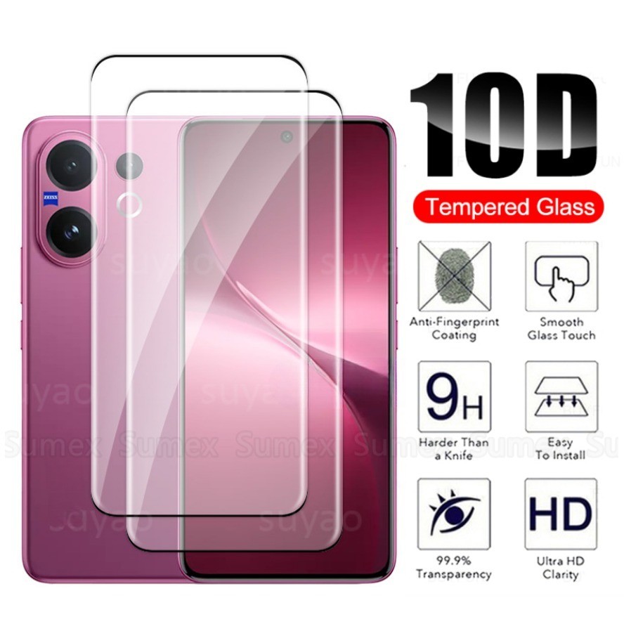 กระจกนิรภัยสําหรับ Vivo V60 V2511 5G ป้องกันหน้าจอสีดําขอบโปร่งใสดู HD แก้วโทรศัพท์ป้องกันฟิล์ม Vivo