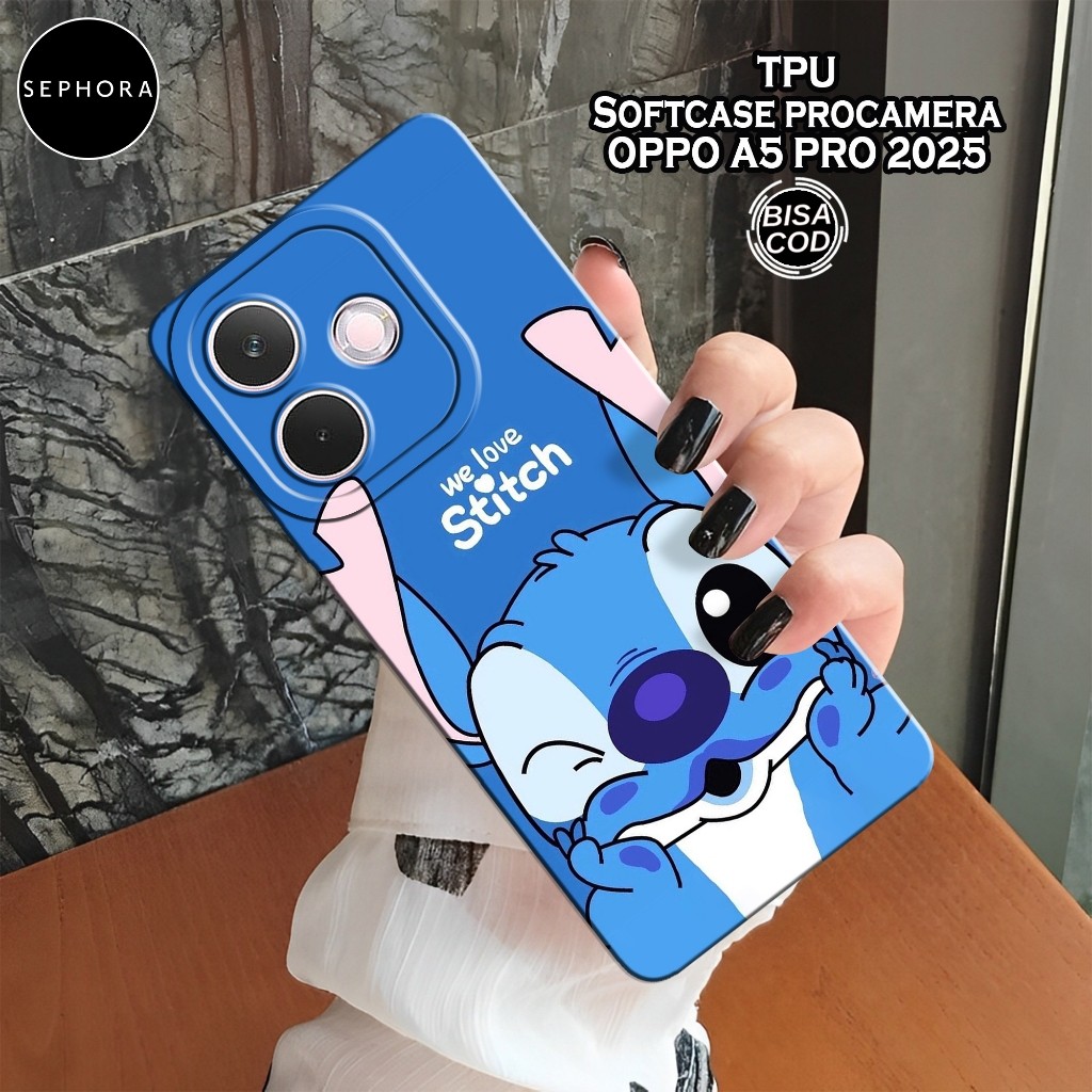 เคส HP ล่าสุด OPPO A5 PRO 4G/5G 2025 - เคส Stitch แฟชั่น - เคส OPPO A5 PRO 4G/5G Softcase - เคสกล้อง