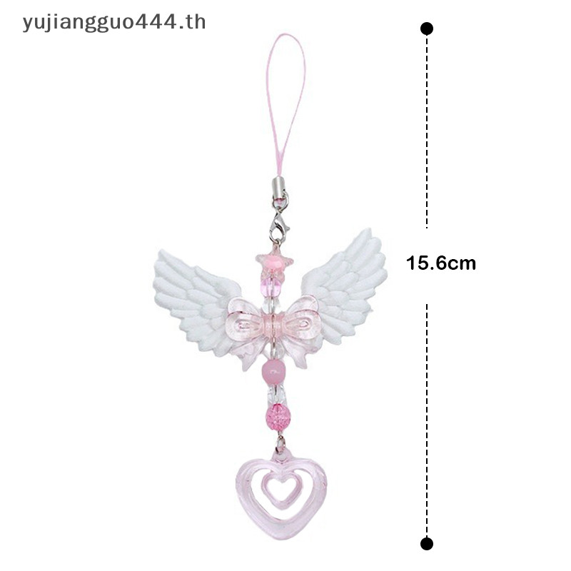# ใหม่ # น่ารักปีกโบว์หัวใจสายคล้องมือถือโทรศัพท์จี้โซ่สําหรับสาวผู้หญิงแฟชั่นหวานพวงกุญแจกระเป๋าอุปกรณ์ตกแต่งของขวัญ .