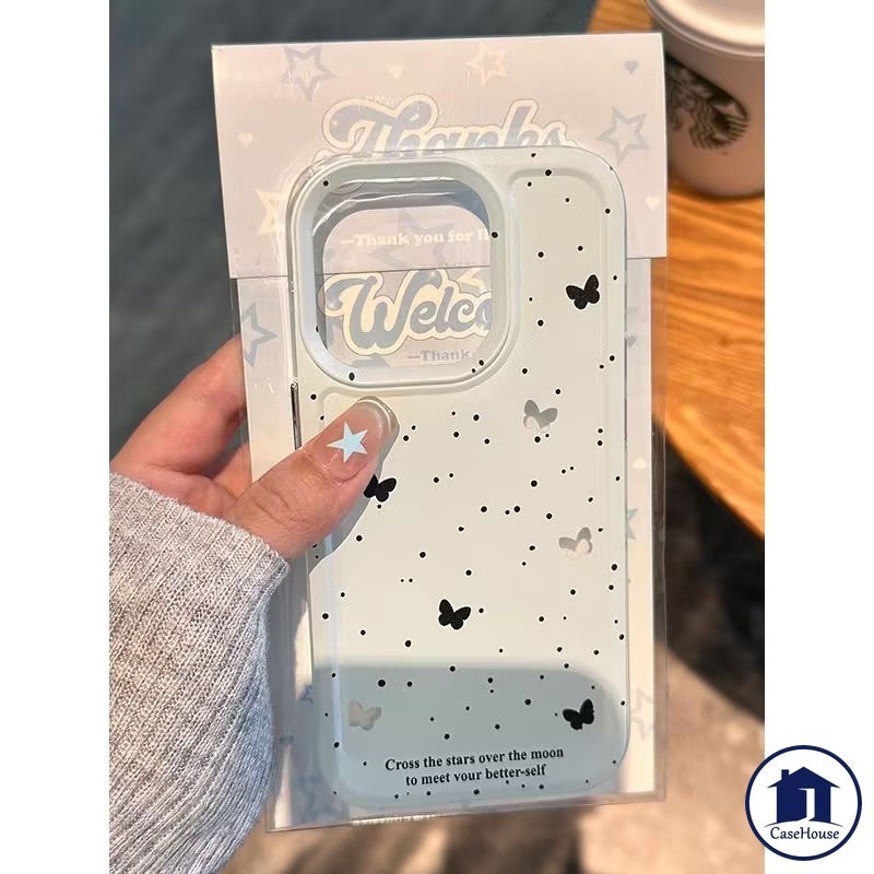 จุดผีเสื้อสีดำเคสโปร่งใสอ่อนเข้ากันได้สำหรับ iPhone 14 15 13 11 XR 12 Pro Max XS Max 14 15 Plus 7 8 Plus X SE 2020