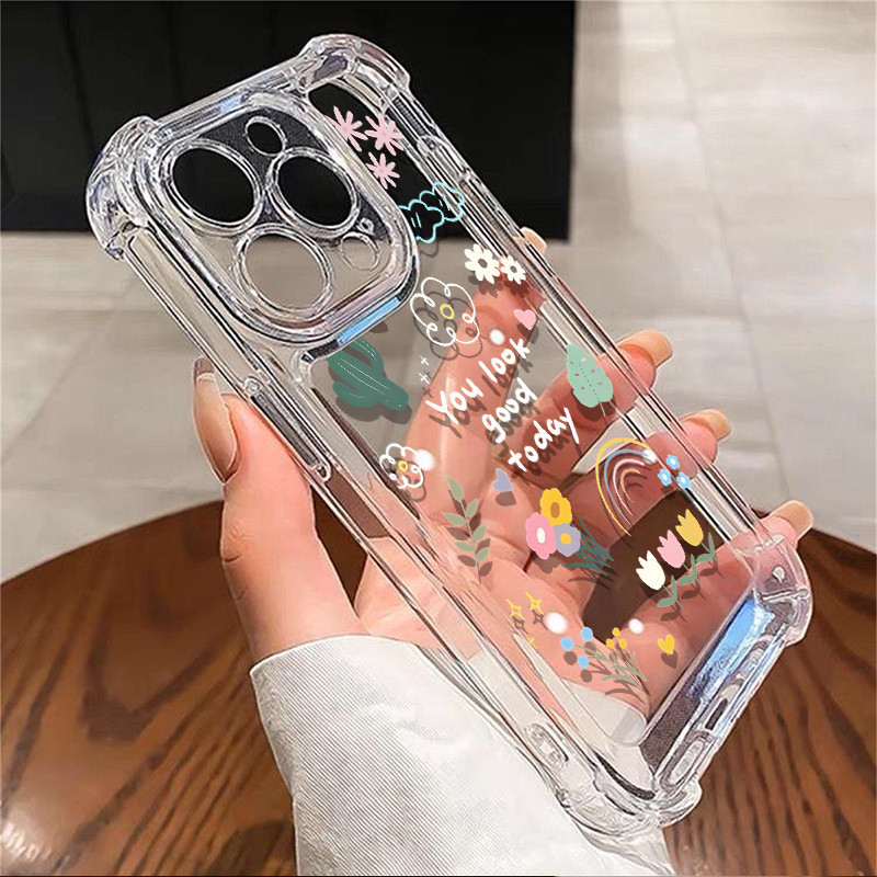 คู่เคสโทรศัพท์สําหรับ IPhone 11 15 12 13 Pro XS Max X XR 14 7 8 6 6S Plus กรณีกันชนปลอกโปร่งใสกันกระแทกดอกไม้ฝาครอบเซลล์ Precticer