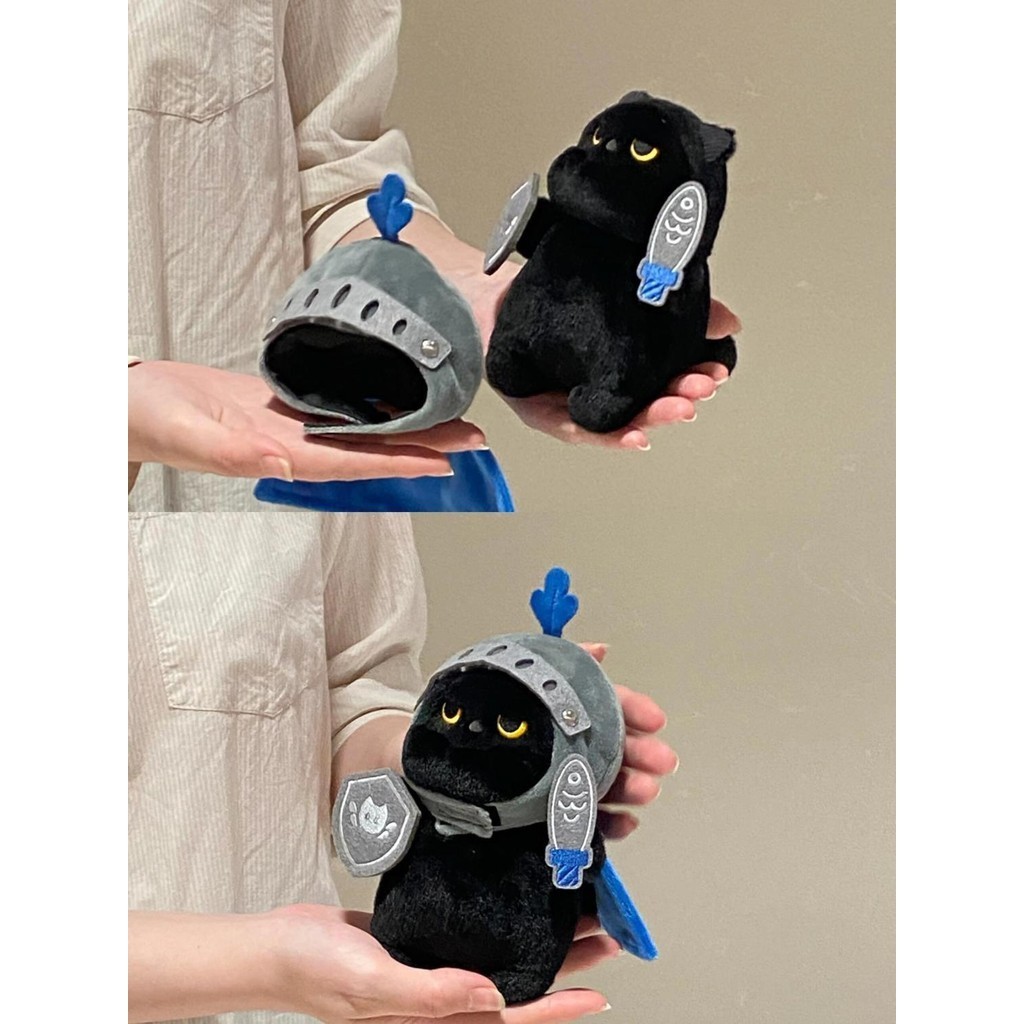 ใหม่อัศวินแมวของเล่นตุ๊กตาน่ารักแมวดําอัศวินตุ๊กตาแมวสร้างสรรค์ของขวัญวันเกิดที่ถอดออกได้40เซนติเมตร20เซนติเมตร - รูปที่ 3