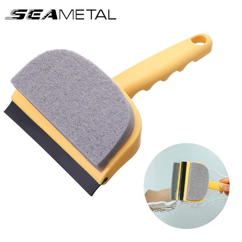 Seametal แปรงทําความสะอาดมีดโกนหน้าต่างรถยนต์แปรงทําความสะอาดฟองน้ําสองด้านสําหรับรถยนต์กระจกหน้าต่างเครื่องมือทําความสะอาดอเนกประสงค์
