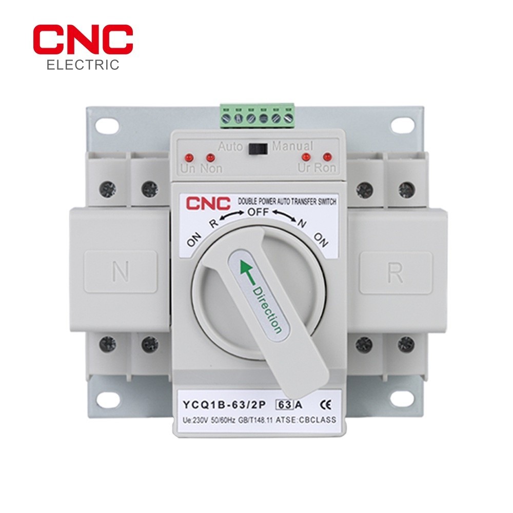 ④ CNC YCQ1B-63 2P 63A Dual Power สวิตช์โอนอัตโนมัติ50/60Hz MCB AC 230V การสลับอัตโนมัติ/ด้วยตนเอง C