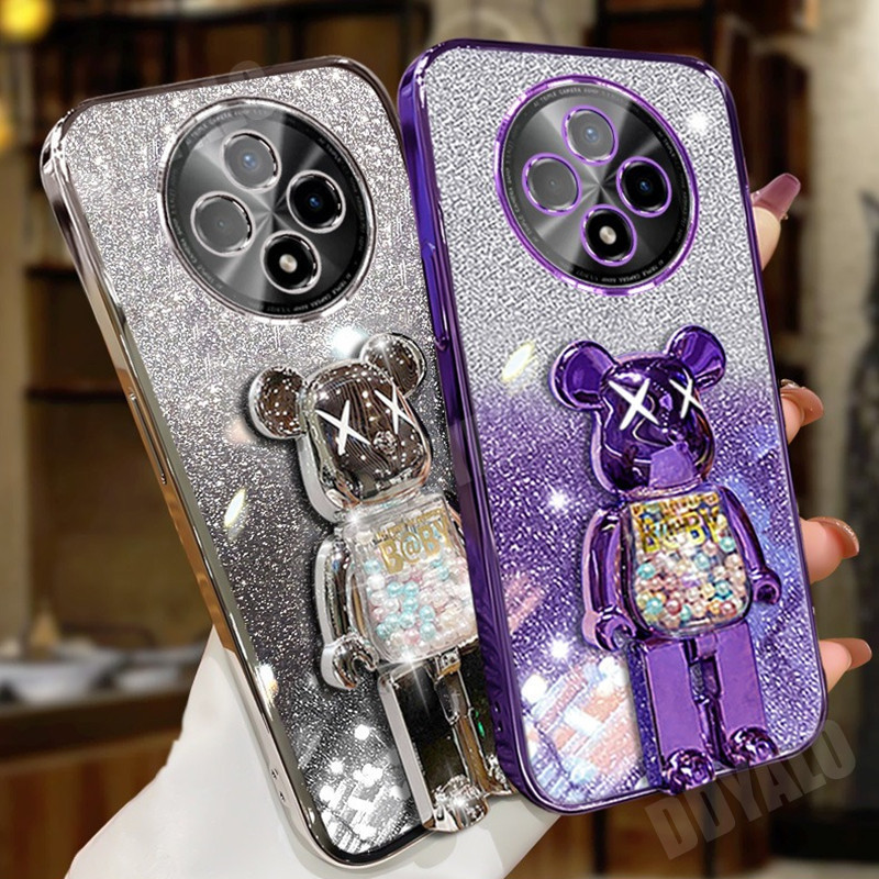 ปลอกสําหรับ OPPO Reno12 F A3 Pro Reno 12 12F Reno12F OPPOA3 A3Pro OPPOA3Pro 5G Softcase เคสโทรศัพท์น่ารัก 3D ชุบ Candy Bear ปลอก Bling Glitter กล้อง Protector ฝาครอบ