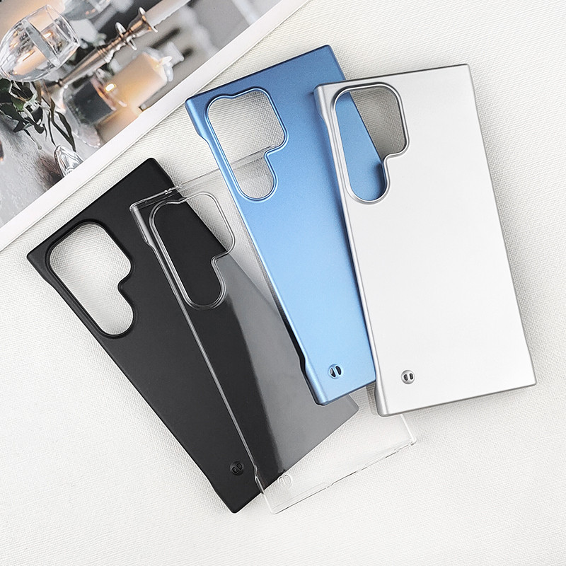 หรูหรา Ultrathin เคสโทรศัพท์สําหรับ Samsung Galaxy S24 S23 S22 Note20 Ultra Plus S21 FE 5G ป้องกันลายนิ้วมือสีเมทัลลิคไร้ขอบ Hard PC Cover
