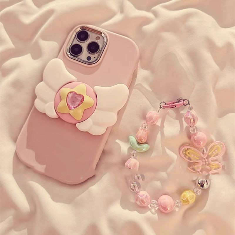 สร้อยข้อมือผีเสื้อขนาดใหญ่เคสโทรศัพท์สีชมพูiphone 15 Pro MAX IPhone 7 Plus 8 Plus 11 Pro MAX IPhone 12 Pro MAX IPhone 13 14 Pro MAX IPhone X XR XS MAX Drop Resistance