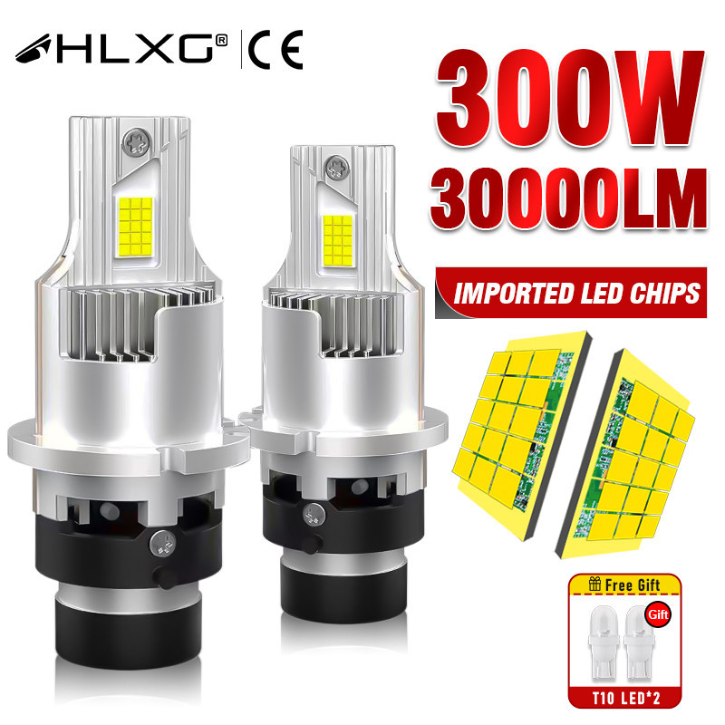 Hlxg D4S D4R D2R D2S LED Plug and Play หลอดไฟหน้า 6000K สีขาวชุดแปลง Xenon HID เปลี่ยนไฟ CANBus ข้อผิดพลาดฟรี