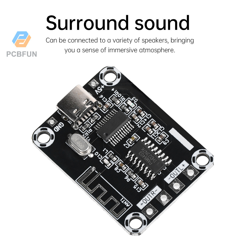 Pcbfun XH-A155 DC5V mini PAM8403 ultra-clear Class D บลูทูธดิจิตอลเครื่องขยายเสียง 5W + 5W บอร์ด TYP