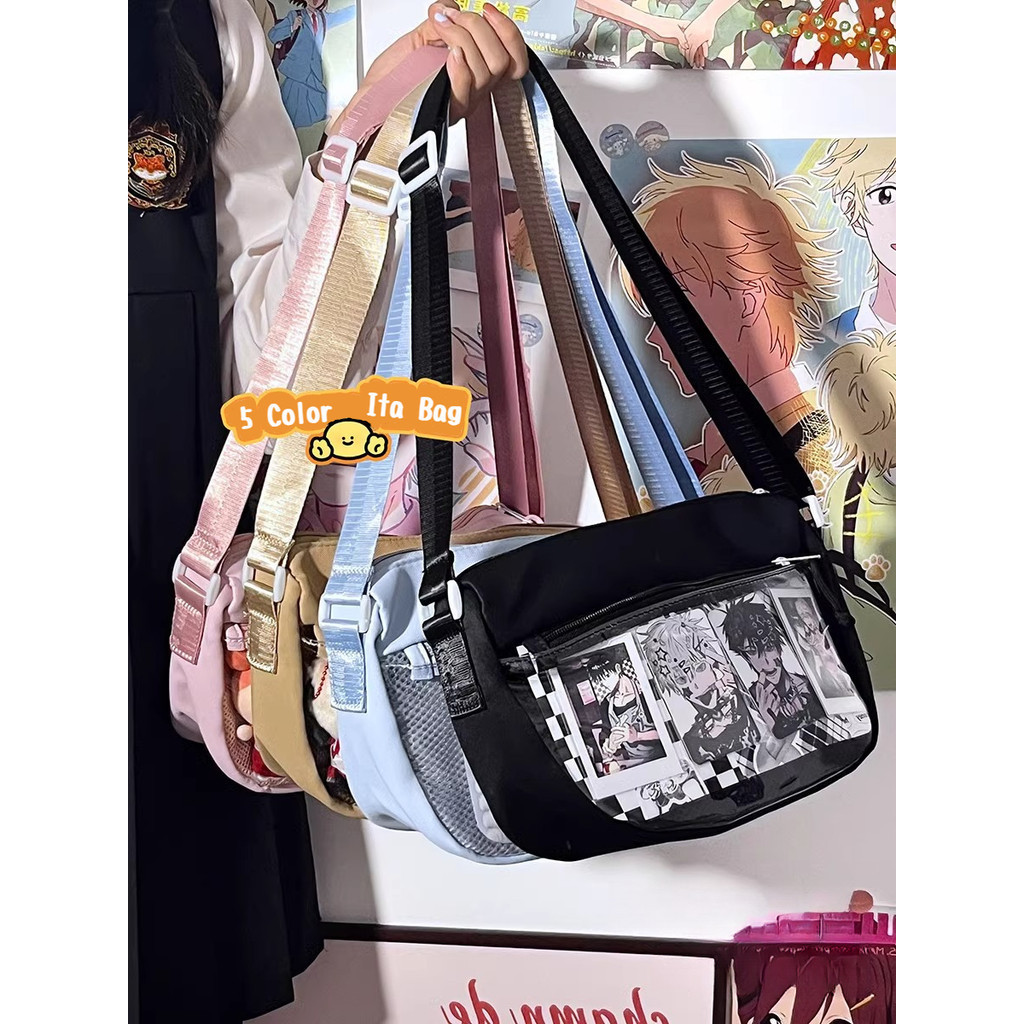 Ita กระเป๋าขนาดเล็กน่ารัก DIY ป้ายอะนิเมะจอแสดงผล Crossbody กระเป๋าโทรศัพท์ทุกวัน Candy สีกระเป๋าสะพายใส