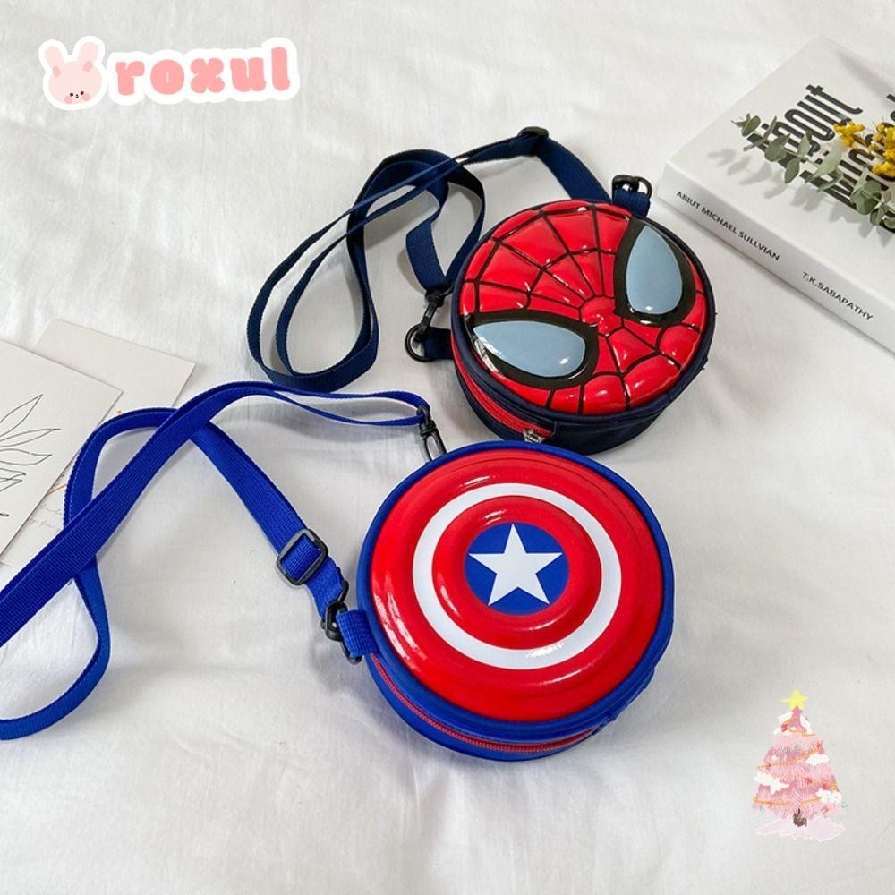 Roxul Super Heros กระเป๋าสะพายข้างความจุขนาดใหญ่กระเป๋าสะพายสไปเดอร์แมนตลกของขวัญการ์ตูนเด็กกระเป๋าคาดหน้าอก