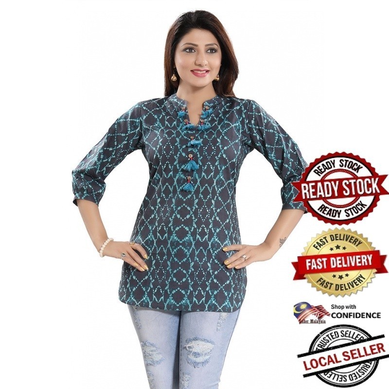 Kurti ผู้หญิงอินเดียการออกแบบใหม่ Kurtis ผ้าฝ้ายสั้น Kurtis Kurta เสื้อ Plus ขนาดกางเกง Palazzo ชุด 