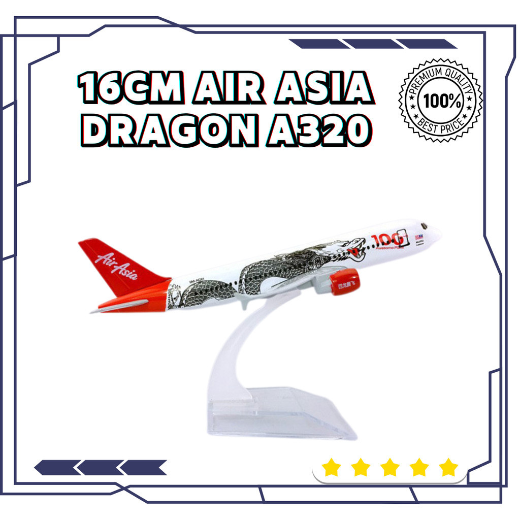 16 ซม.Air Asia dragon 100 airbus A320 Scale 1:400 เครื่องบินโลหะ Replica Diecast สะสมจอแสดงผลเครื่อง