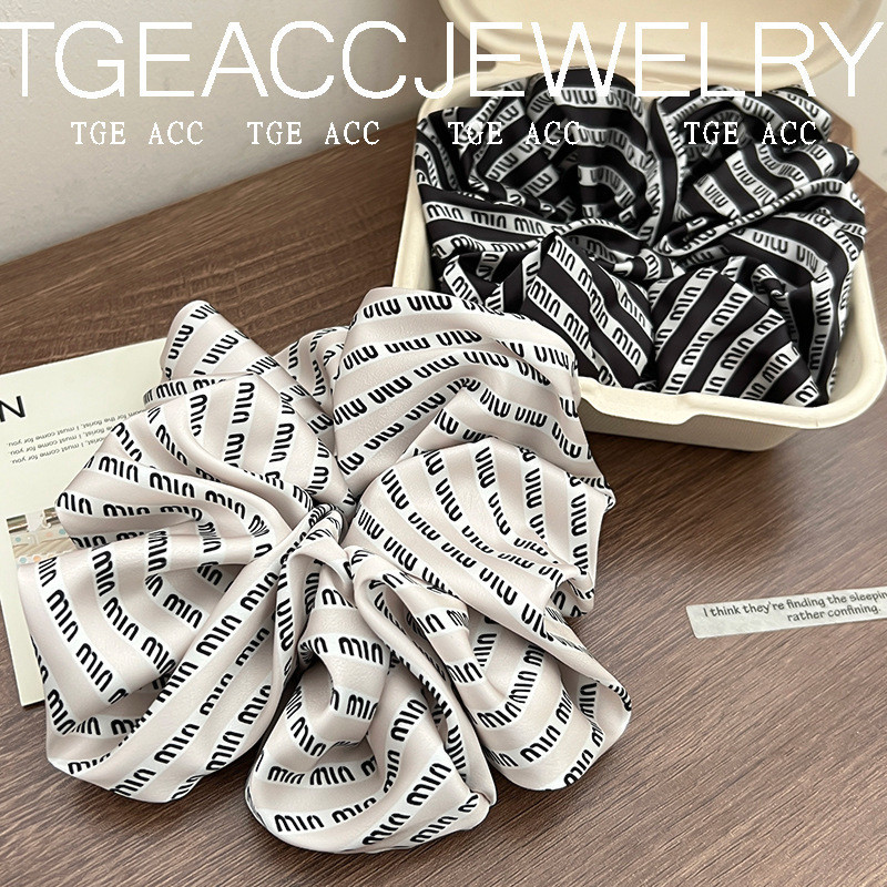 Minminmin French High-End Letter Hair Tie หญิงซาติน Classy Hair Tie เครื่องประดับผม