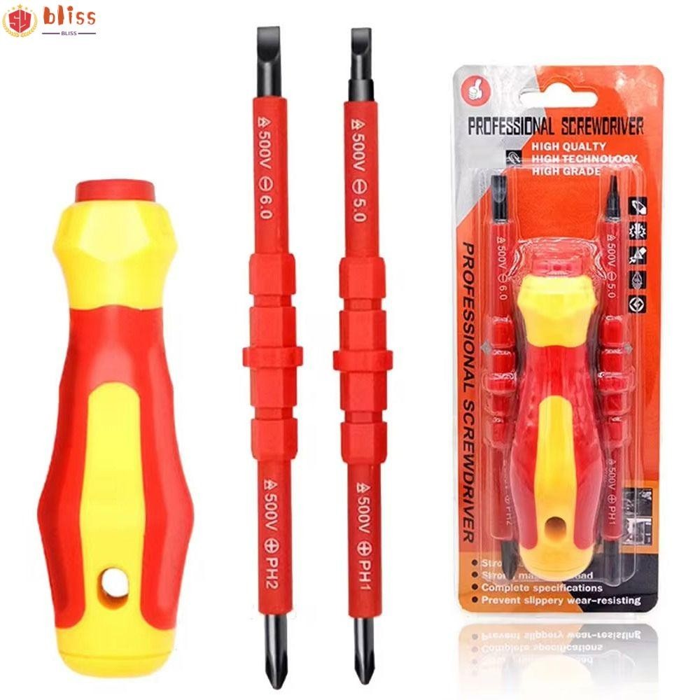 Blliss 3 ชิ้น/เซ็ต Slotted Cross ไขควงบิต,มือเครื่องมือส่วนฉนวน Magnetlc ไขควงอเนกประสงค์, ช่างไฟฟ้า 3-In-1 Repaire Nutdrivers มือสกรูไดร์เวอร์