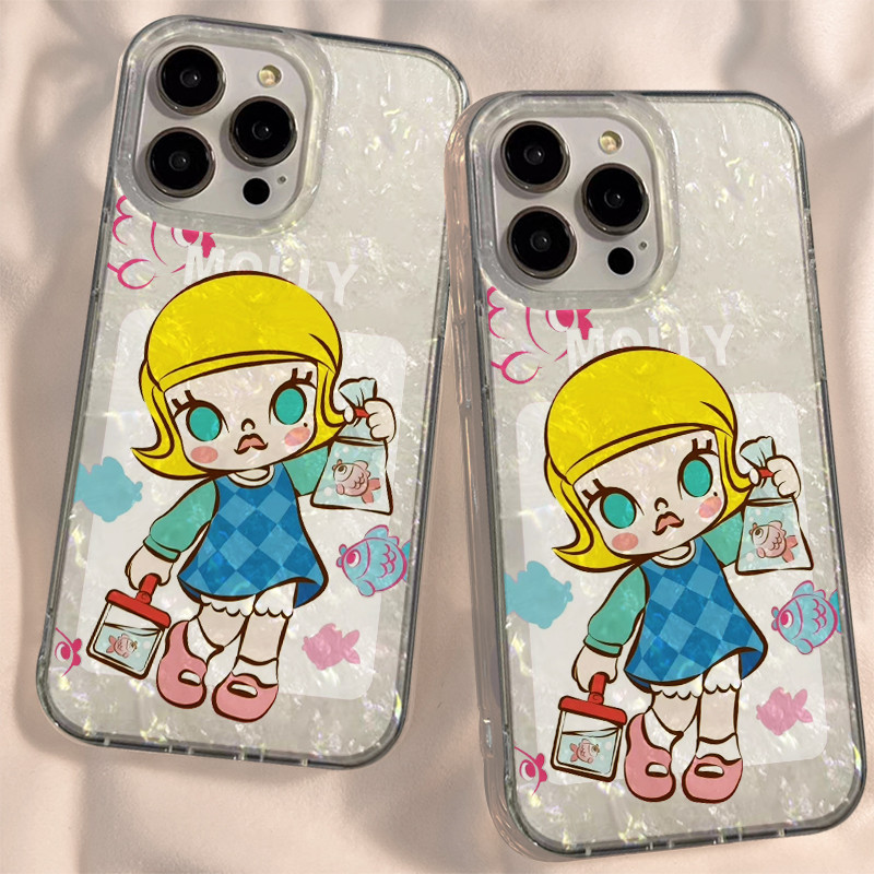 เคสแข็งหรูหรา Molly เคสไอโฟน สําหรับ เคสไอโฟน11 12 13 14 15 Pro Max 8 7Plus SE XS Max XR iPhone13 14 เคสโทรศัพท์ น่ารัก - รูปที่ 3