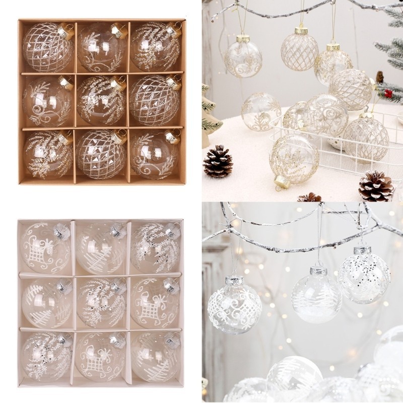 QUIM Sparkling Christmas Baubles Set for Family Home Mall Festival Embellishments