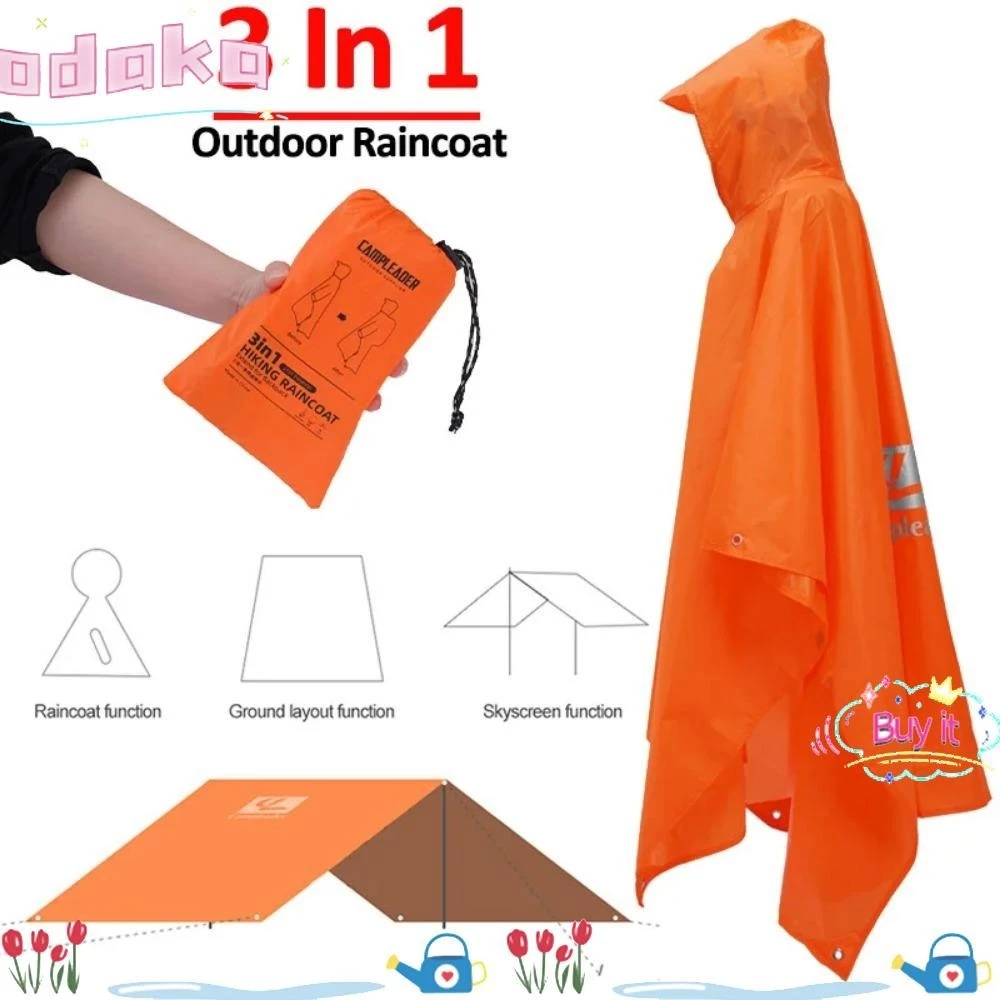 โอดาก้า เสื้อกันฝน 3 ใน 1 แบบพกพาสำหรับเดินป่าและตั้งแคมป์