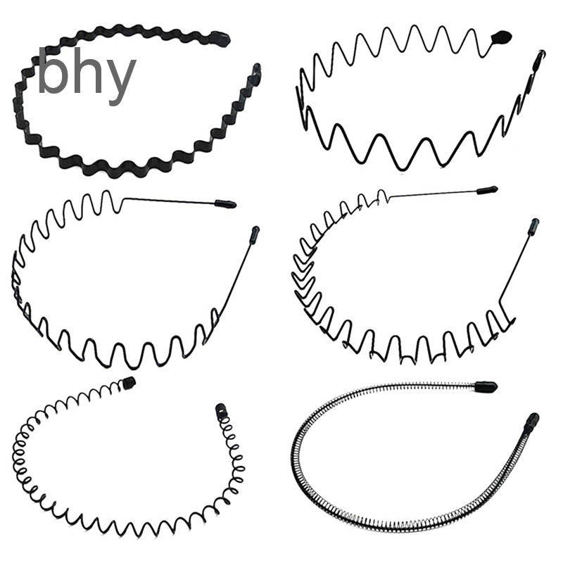 Bhy021 Unisex สีดําหยักผมหัว Hoop ที่คาดผมแบบสปอร์ต