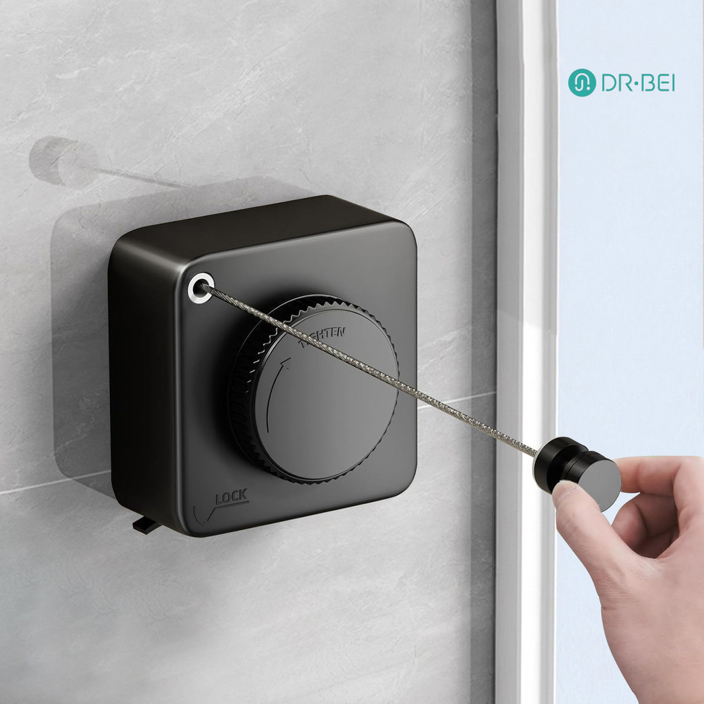 Dr.bei 4.2M Wall Mount Retractable Clothesline ปรับ Retracting Heavy Duty สแตนเลสลวดในร่มกลางแจ้งซักรีดเสื้อผ้า Drying Line