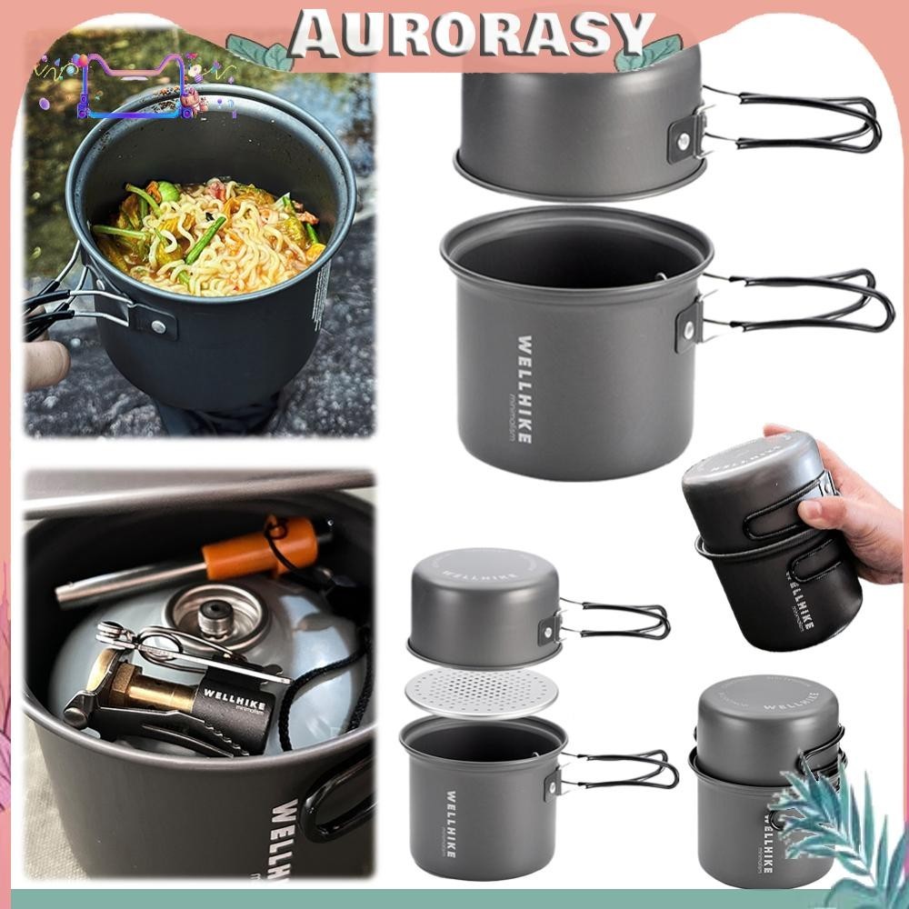 2 ชิ้น Camping ทําอาหารหม้ออลูมิเนียม Backpacking หม้อเกียร์สําหรับเดินป่า