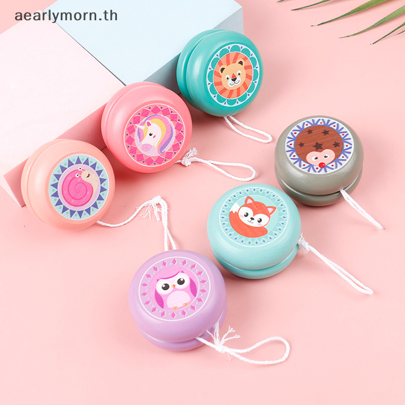 Aa Yoyo ของเล่นสัตว์พิมพ์เด็ก Yoyo Ball ไม้เด็ก Yoyo ของเล่นเด็ก TH
