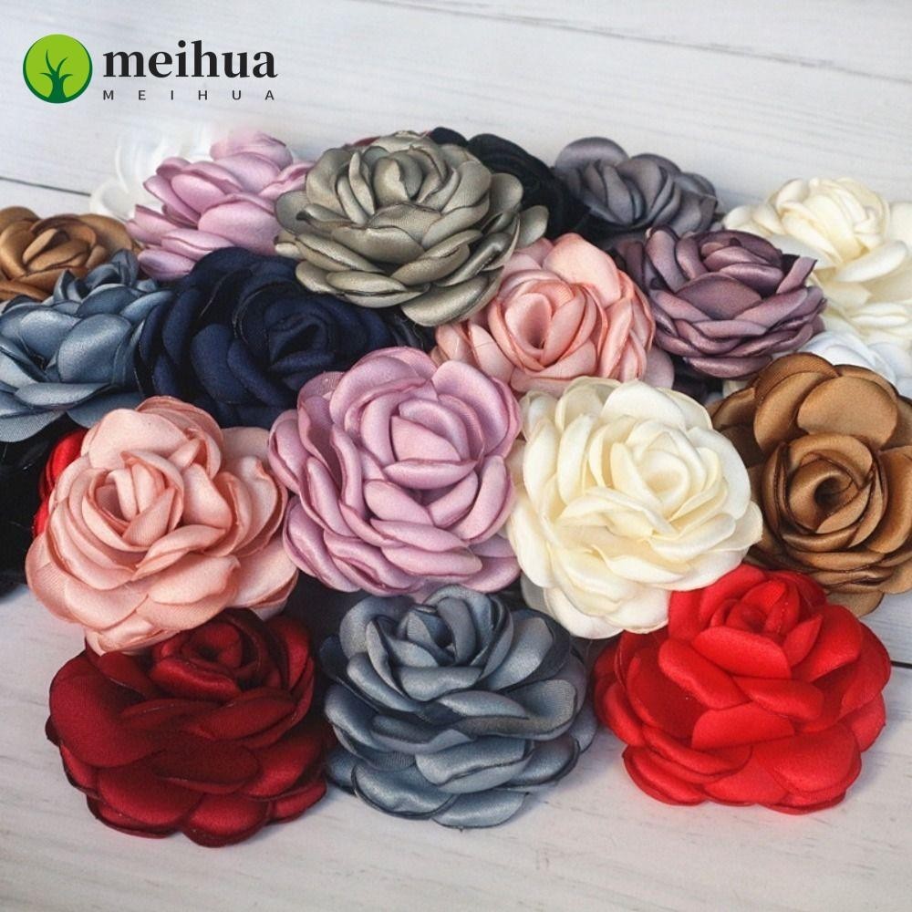 Meihua ดอกคามิเลียประดิษฐ์ ผ้าไหมซาติน แฮนด์เมด 6 ซม. สําหรับตกแต่งชุดเดรส