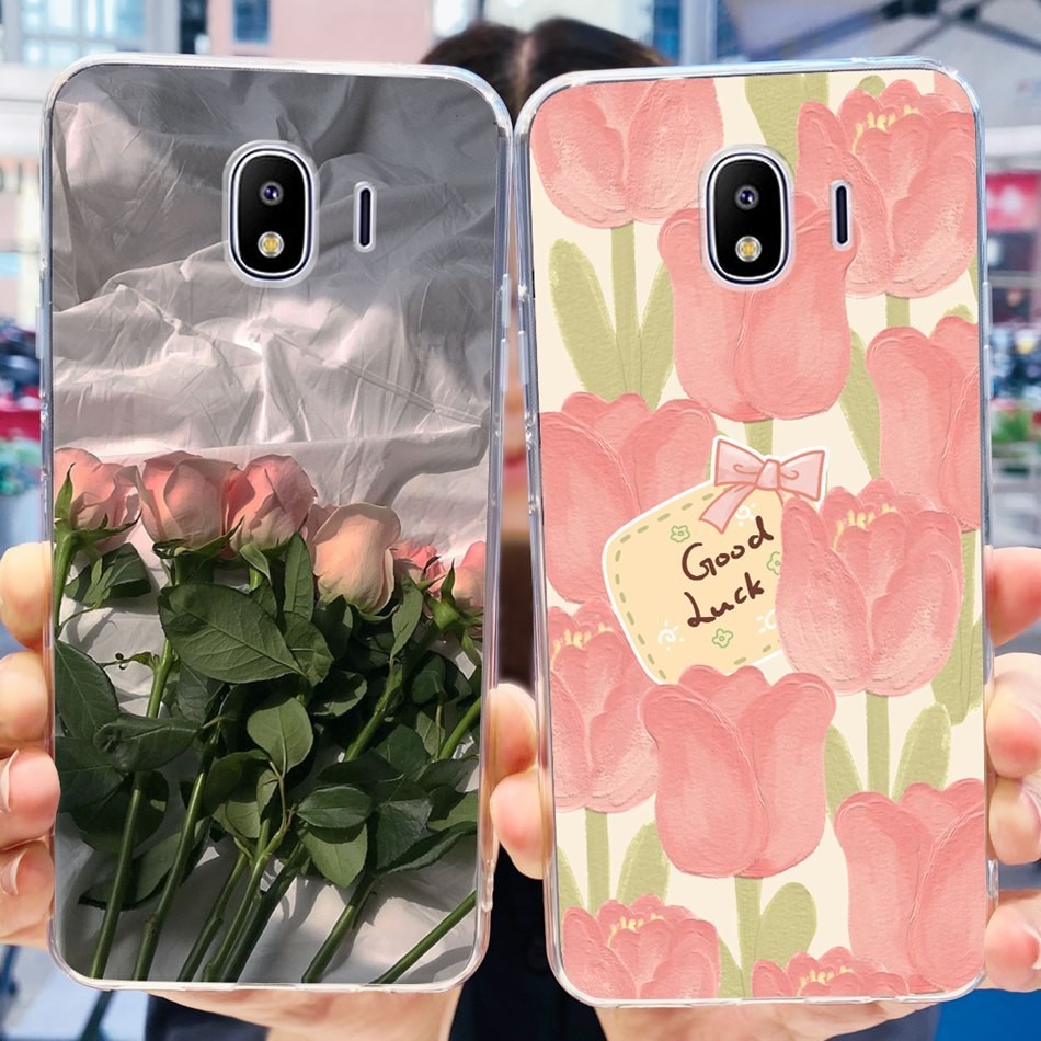 สําหรับ Samsung Galaxy J4 น่ารัก Panda ดอกไม้ทาสีปลอก Samsung J4 2018 SM-J400F J400G J400M ซิลิโคนนุ่ม TPU เคสโทรศัพท์ - รูปที่ 4