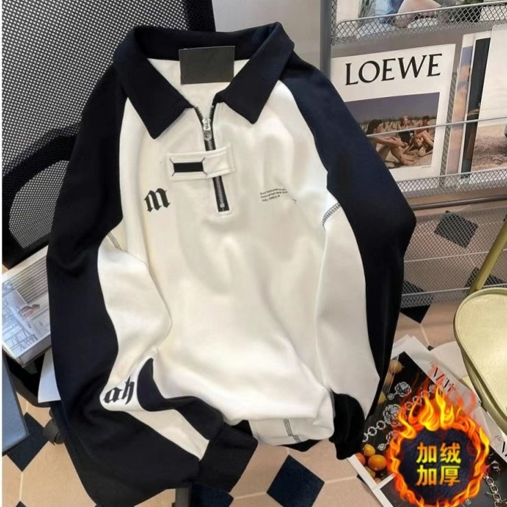 Dahong 2643 M-2XL เสื้อสเวตเตอร์ แขนยาว เกาหลี คอปกโปโล ทรงหลวม โอเวอร์ไซส์ ผู้หญิง สเวตเตอร์ แนวสตรีท อเมริกัน