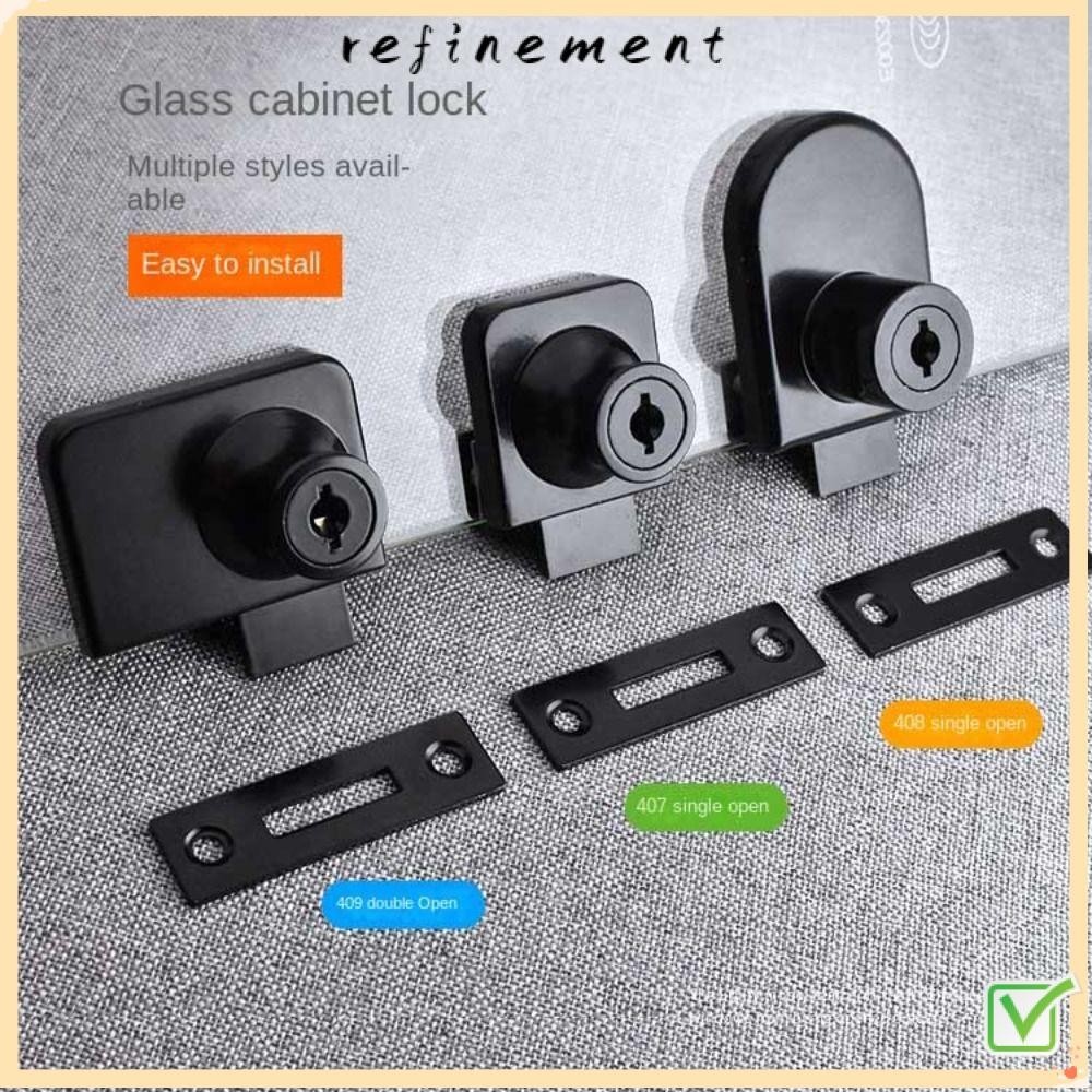 Refinement อุปกรณ์ล็อคกระจก ตู้กับข้าว พร้อมกุญแจ โลหะผสมสังกะสี
