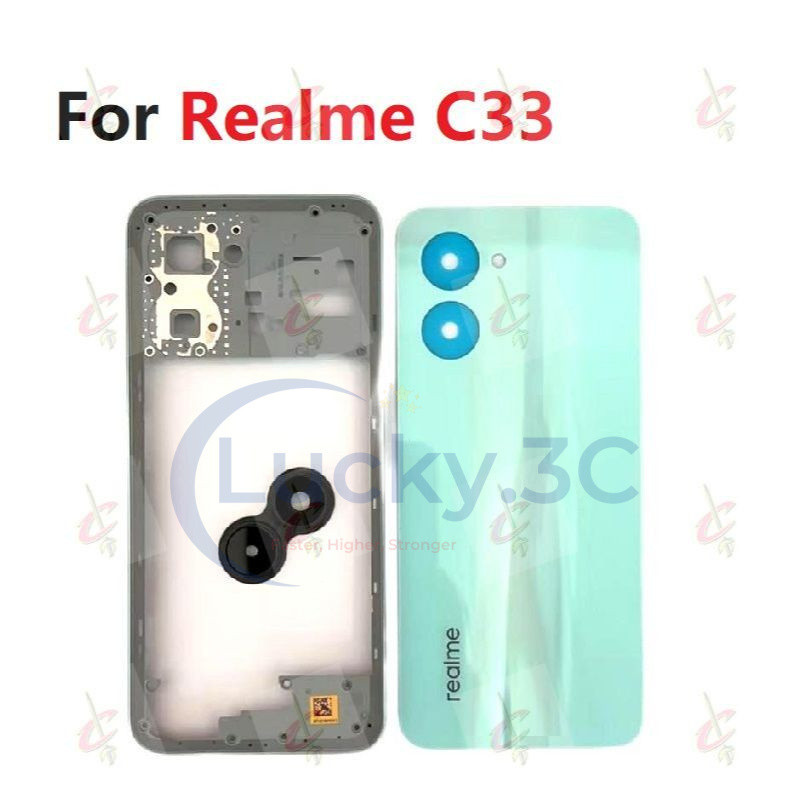 ฝาหลังสําหรับrealme c33 2023 กรอบกลางเปลี่ยนC33 ฝาหลังC33 เปลี่ยนฝาครอบแบตเตอรี่