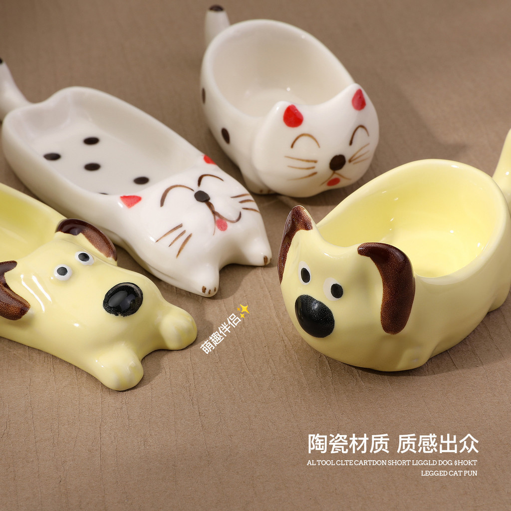 เล็บเครื่องมือทําเล็บเล็บแปรงเซรามิคล้างถ้วยสัตว์เลี้ยงน่ารักสีขาวสีเหลืองสุนัขแมวจุ่มซอส คูดัน - รูปที่ 2