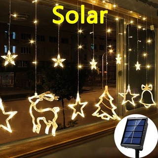 ไฟสตริงพลังงานแสงอาทิตย์ 4.7M 138LED Elk Star ผ้าม่าน String ไฟ 8 โหมดสําหรับสวนกลางแจ้งคริสต์มาสงานแต่งงานตกแต่งสวน