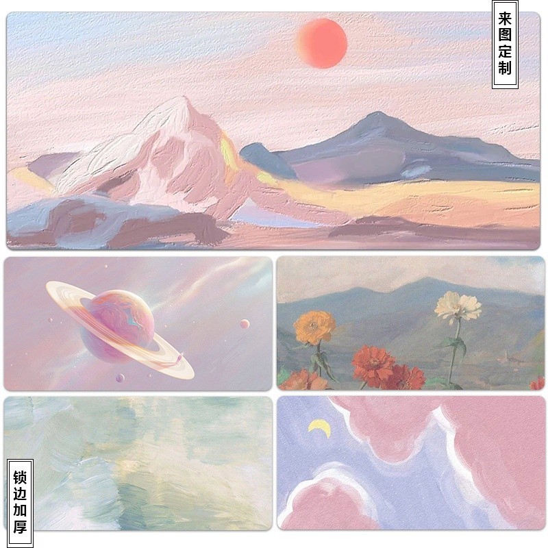 แผ่นรองเมาส์ขนาดใหญ่ แผ่นรองเมาส์ยางหนา4มม. แผ่นรองโต๊ะสำนักงานแบบล็อคขอบขนาดใหญ่70X30 80*30 90x40cm 100X50ซม. desk mat mouse pad แผ่นรองเมาส์ - รูปที่ 2