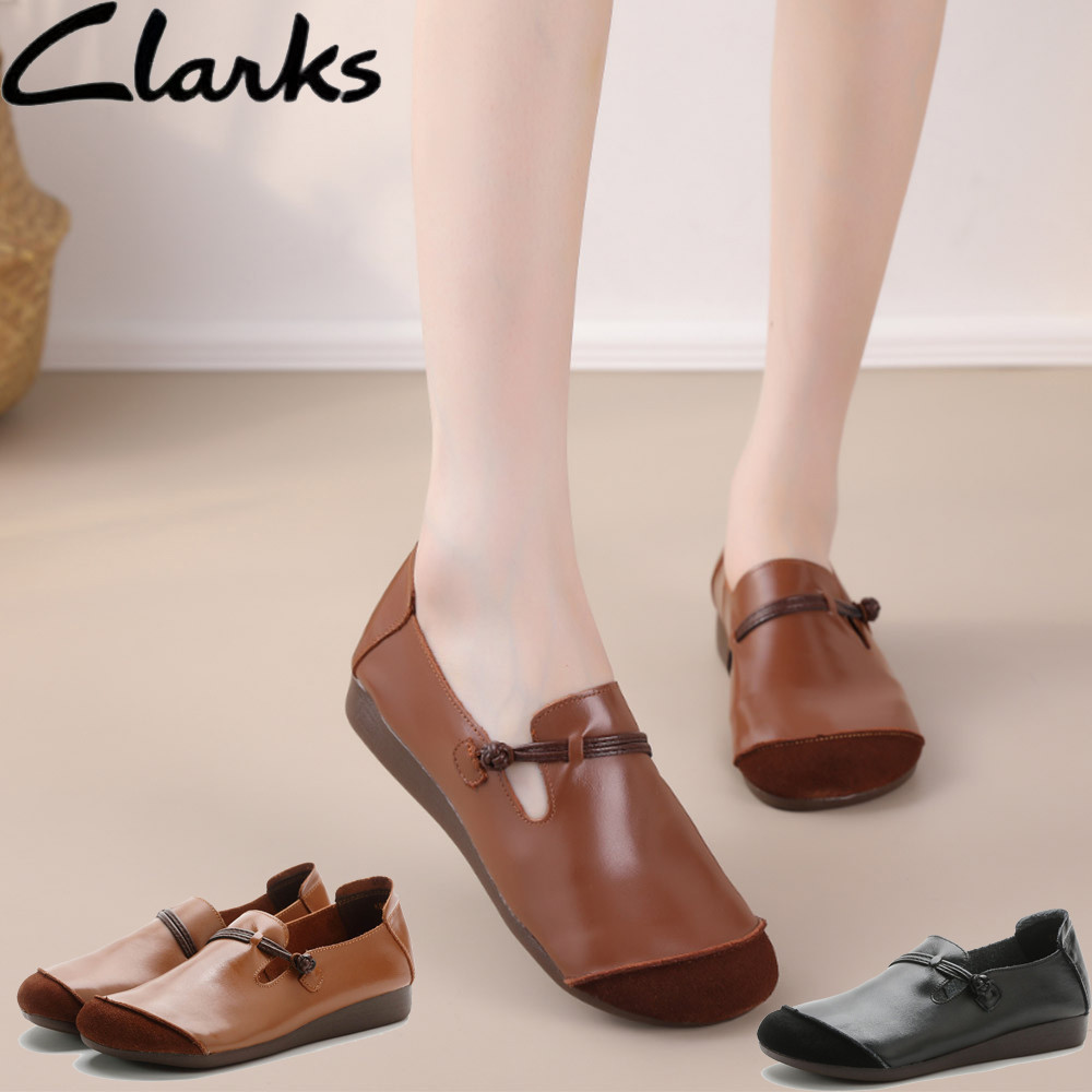 Clarks new Womens Ribbon clarks Flats รองเท้าหนังแท้