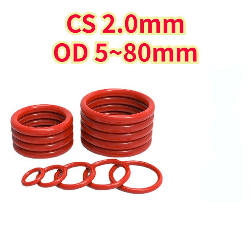 [HNK] Cs2.0mm * OD5-90mm ปะเก็นซีลยางสีแดง O-Ring