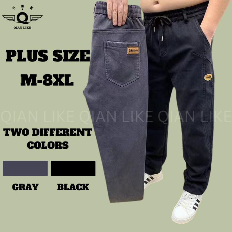 จัดส่งในพื้นที่,2XL-8XLPlus Size Jean Straight Cut Jeans Men Loose Mens Durable 8xl Pans สบาย Cargo 