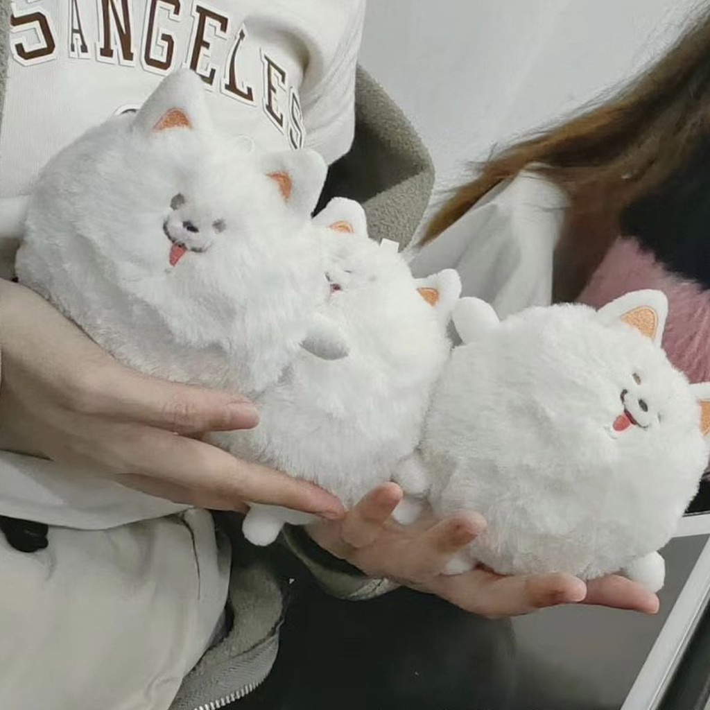 1pc น่ารัก Samoyed Plush Key แหวนนุ่ม Puppy Squeaky พวงกุญแจกระเป๋าแขวนเครื่องประดับ