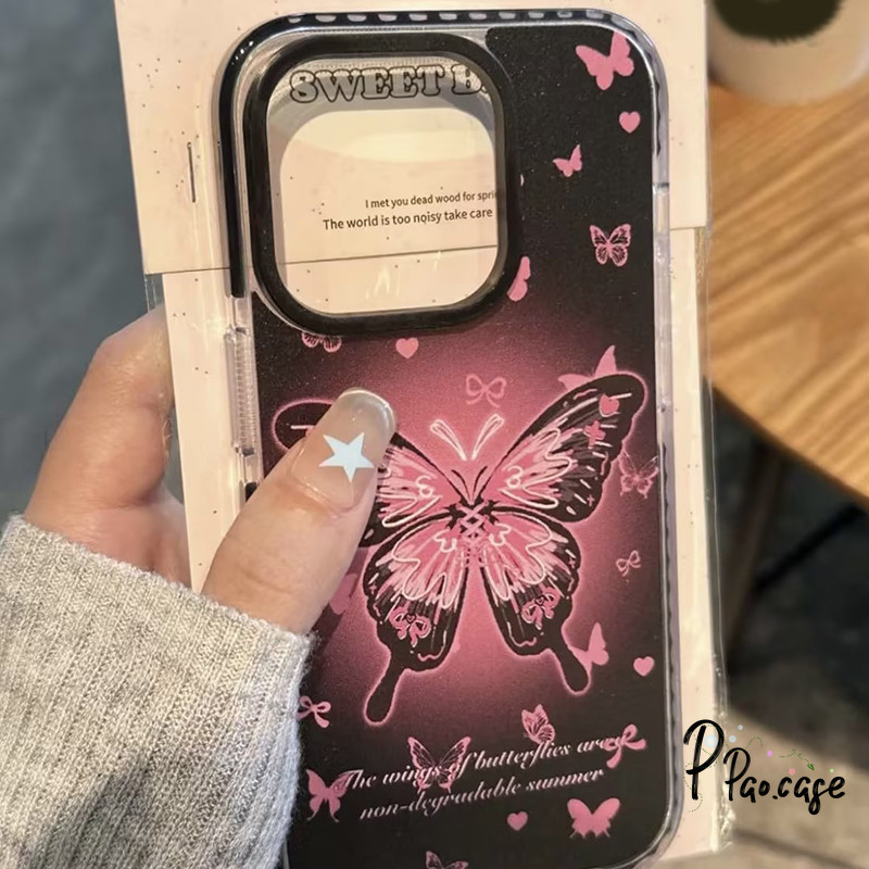 ไล่ระดับสีชมพูไล่สีผีเสื้อเข้ากันได้กับ IPhone 11 13 XR 15 7Plus X 14 Pro Max XS Max 7 15 14 8Plus ปกอ่อนโปร่งใส