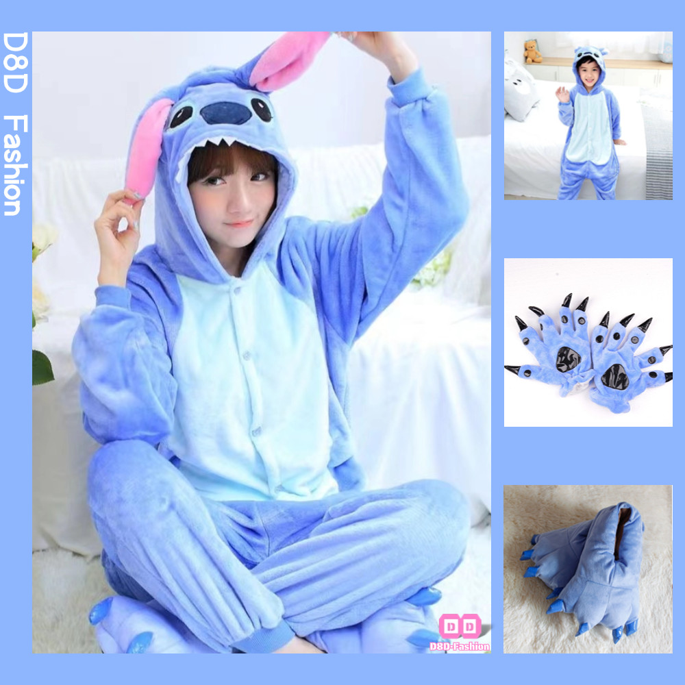 D8🔥พร้อมส่ง🔥มาสคอตคอสตูม ชุดโฮม Blue Stith คอสตูมสัตว์ รองเท้า ถุงมือ ชุดนอนกันหนาว
