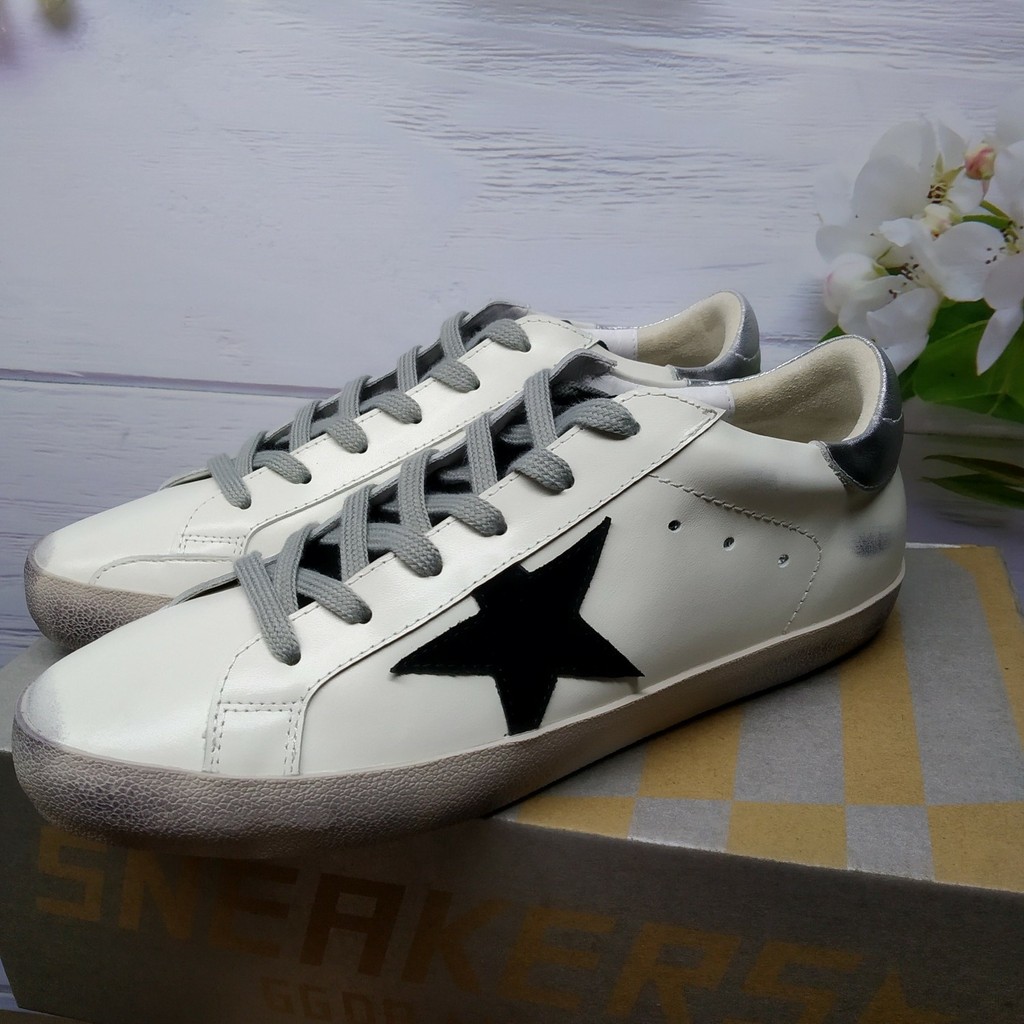 Golden Goose รองเท้าผ้าใบสำหรับผู้ชายและผู้หญิงคู่ unisex Old Star Little สกปรกรองเท้า Little สีขาวร