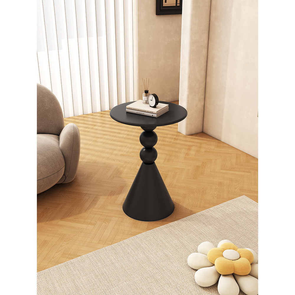 🌸🌸โต๊ะกลมขนาดเล็กโต๊ะกาแฟเหล็ก สไตล์ครีม ห้องนั่งเล่น, ระเบียงโต๊ะกาแฟสร้างสรรค์สีขาว / ดำ - รูปที่ 3