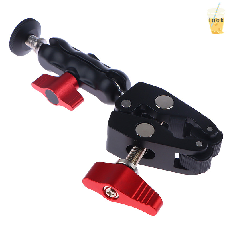 [LO] แคลมป์อลูมิเนียมอัลลอยด์พร้อมหัวบอลคู่ Magic Arm Clamp 1/4 3/8 รูสําหรับโทรศัพท์ Video Mount กล้อง Monitor ไฟ LED Mic TH